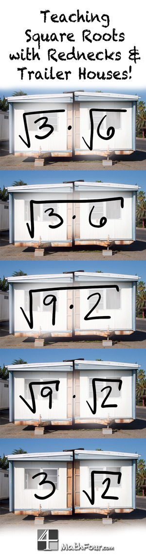 What do you think about this analogy I use when teaching square roots and other manipulations of radicals? It's pretty non-PC, but it seems to work. http://mathfour.com/?p=9713