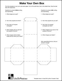 Can you make a tiny box? With this template and worksheet you can! (and you can teach some math with it too!) http://mathfour.com/?p=9667