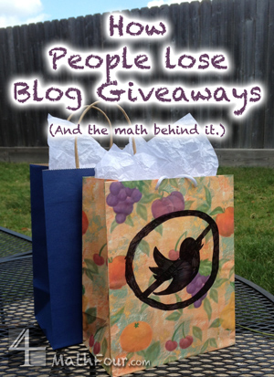Did you know that by sharing a blog giveaway, you're REDUCING your chances to win!? Sounds nuts - but there's math behind it! http://mathfour.com/?p=9844