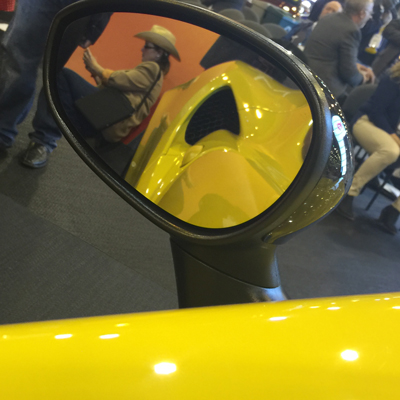 Reflection of me in the Alfa Romeo 4C Spider at the Houston Auto Show